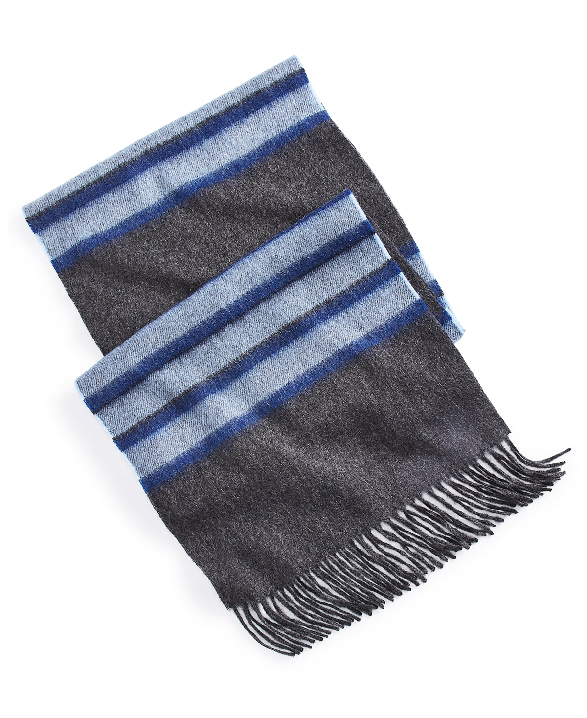 Club Room Mens Cashmere Striped Scarf Grey blue