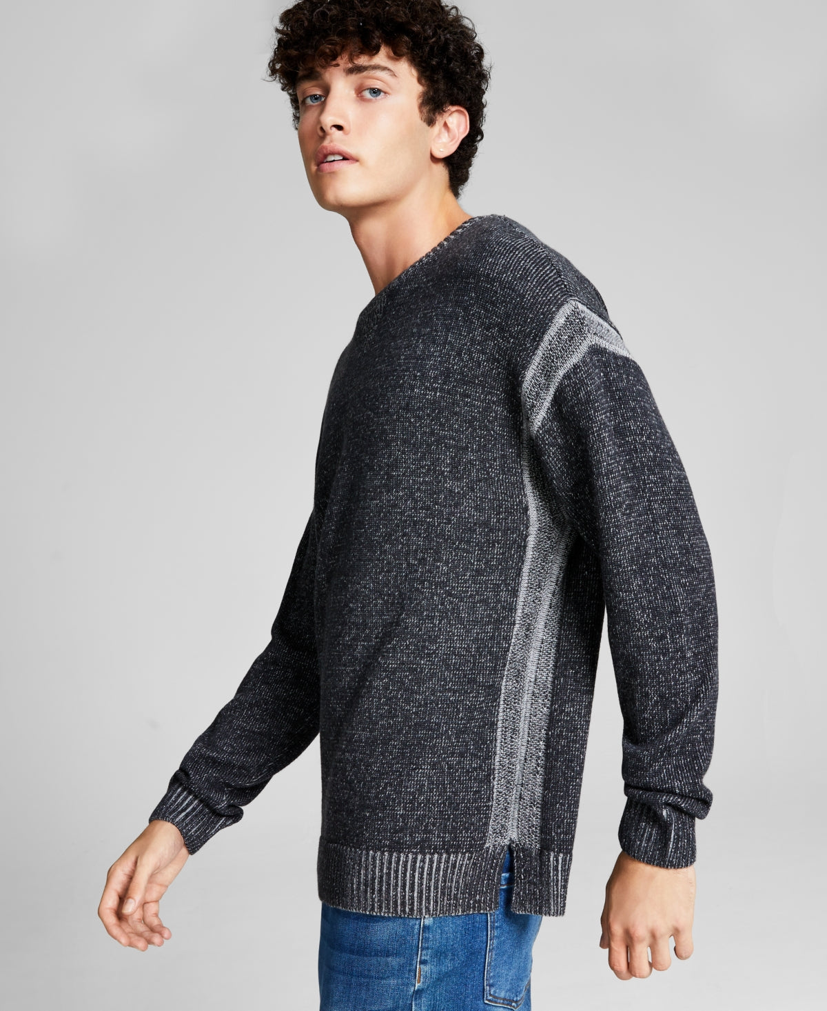 And Now This Mens Oversized Crewneck Sweater Charcoal Large