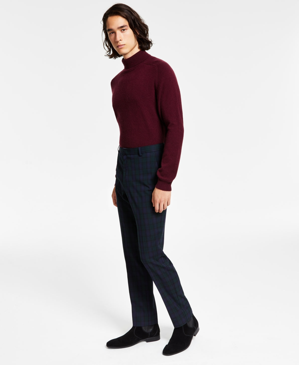 Tommy Hilfiger Mens Modern fit Dress Pants 42 / 30 Green Blue Plaid