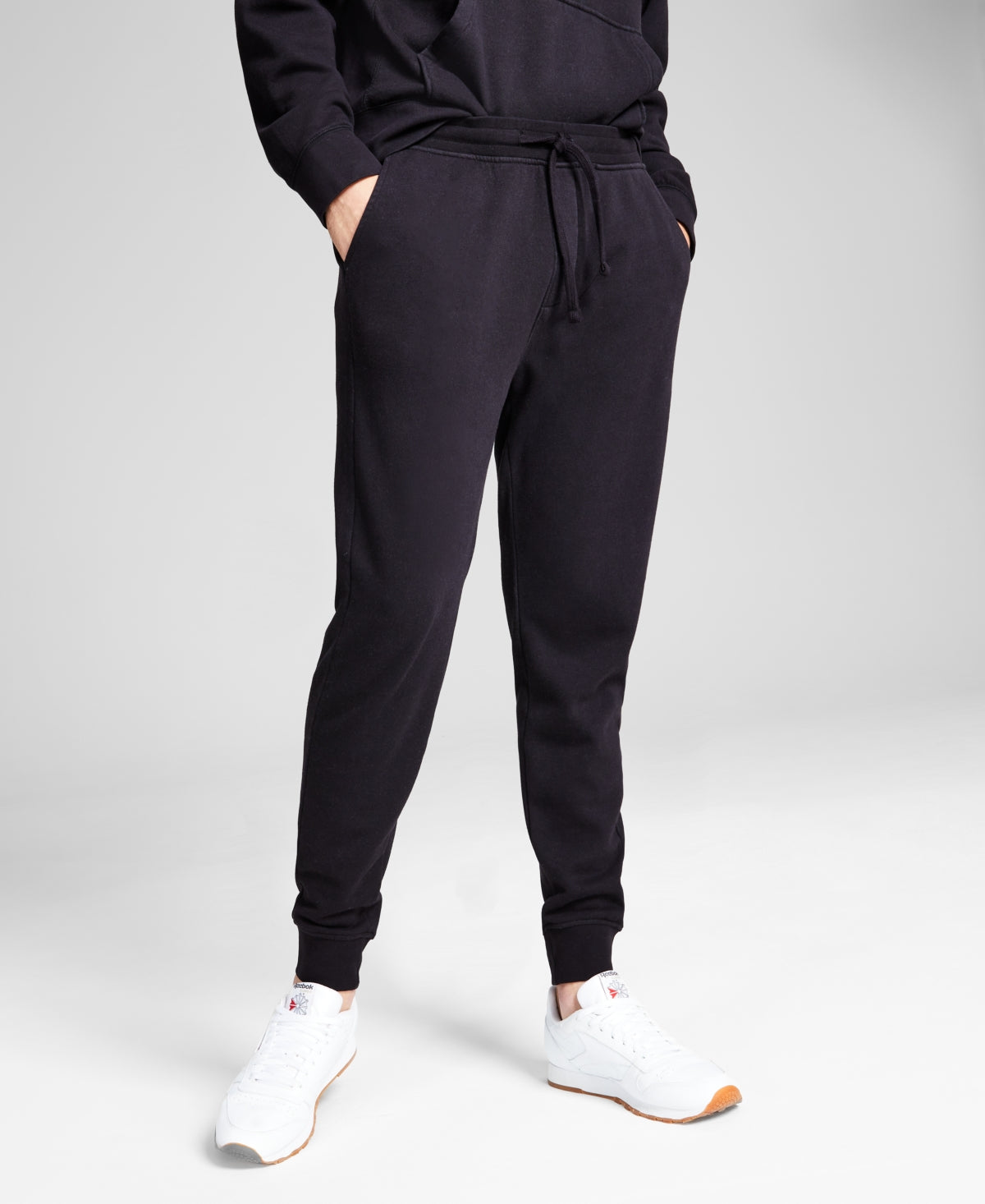 And Now This Men's Soft Knit Fleece Jogger Pants Black Small