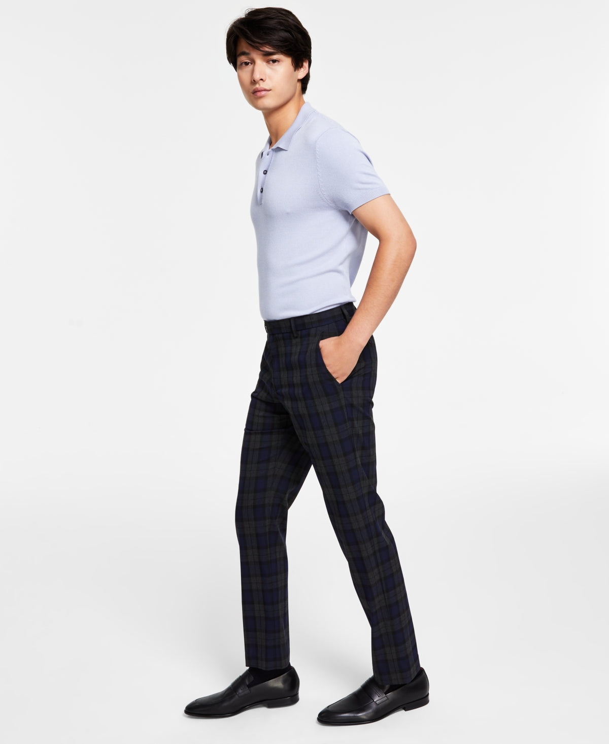 Tommy Hilfiger Mens Modern Fit TH Flex Patterned Pants  Blue Grey 32 x 30