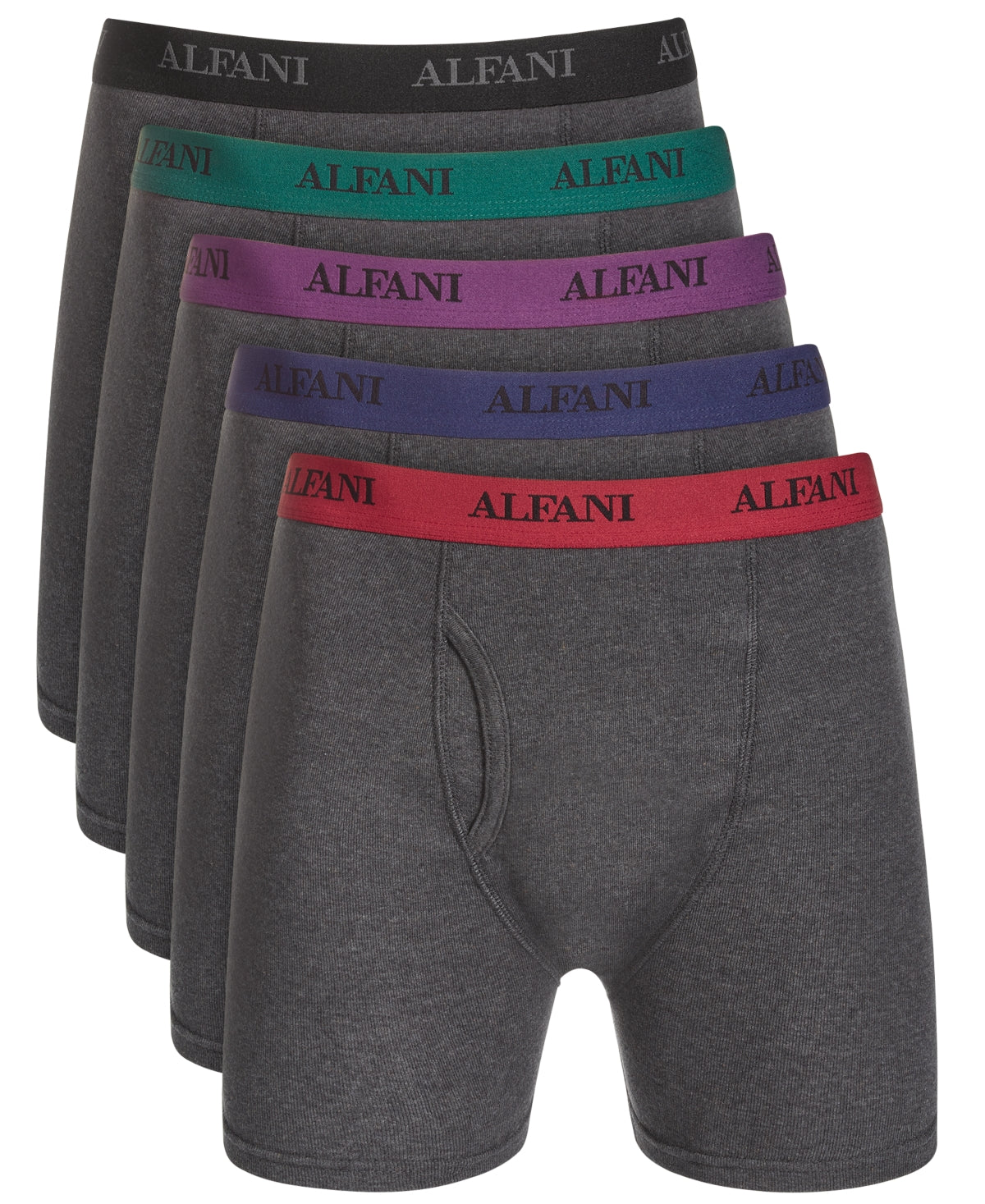 Alfani Men's 5-Pk Underwear Moisture-Wicking Boxer Briefs Charcoal Large