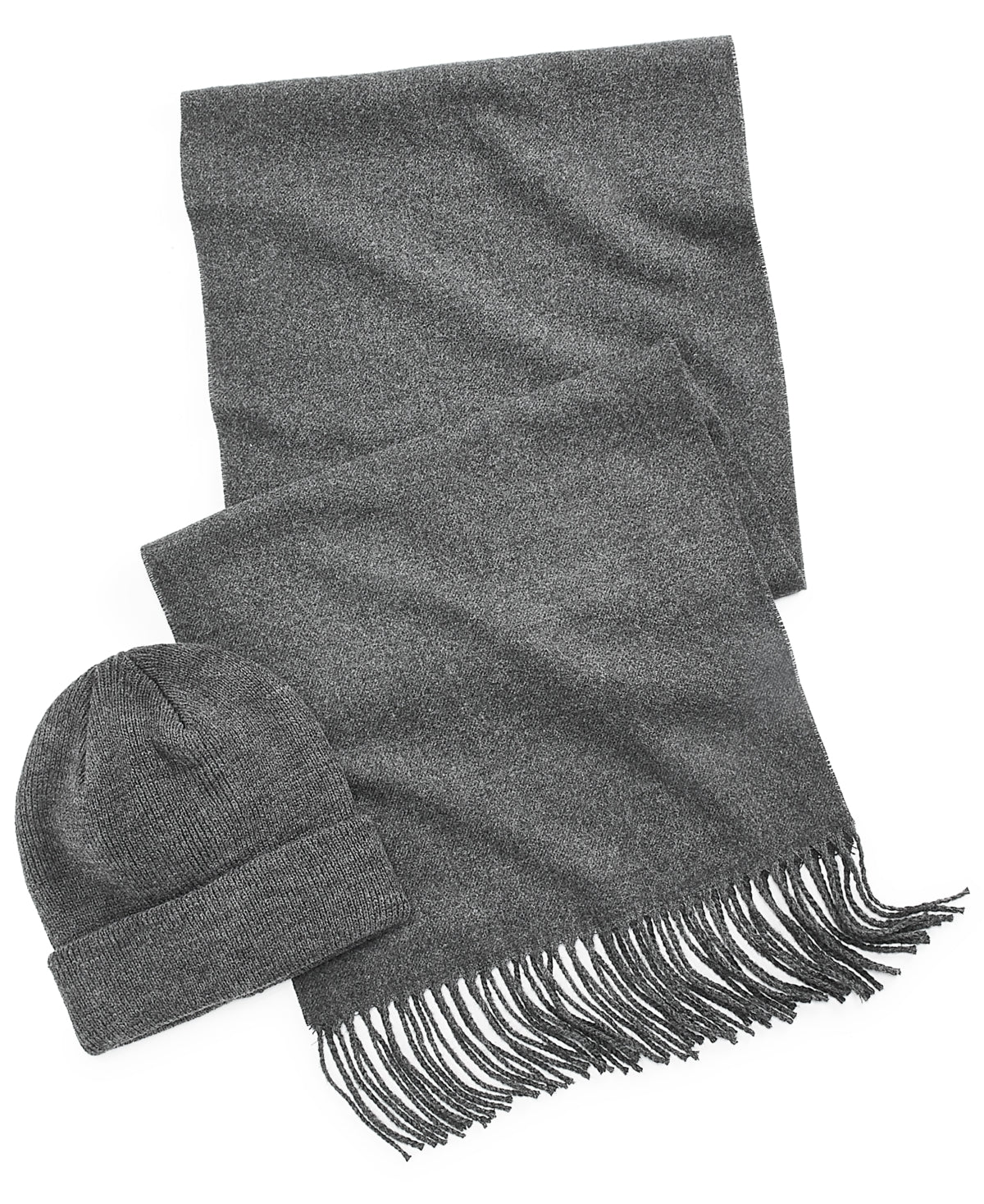 Club Room Men's Beanie & Scarf Set Charcoal Heather Grey