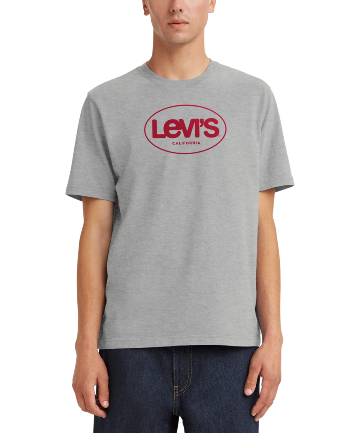 Levis Mens Relaxed Logo Graphic Short Sleeve T Shirt Grey Large
