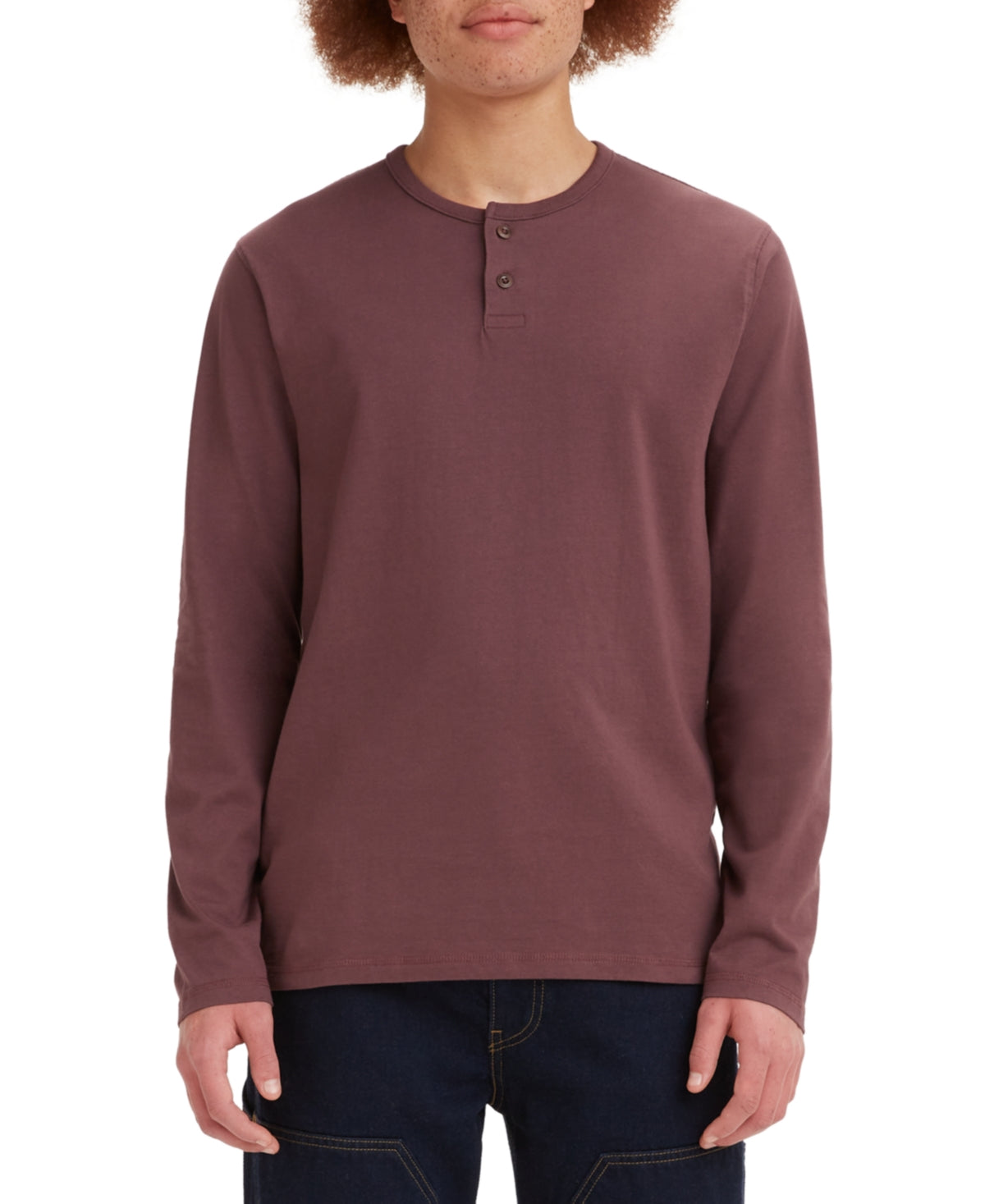 Levis Mens Henley Long Sleeve T Shirt Huckleberry Red XL
