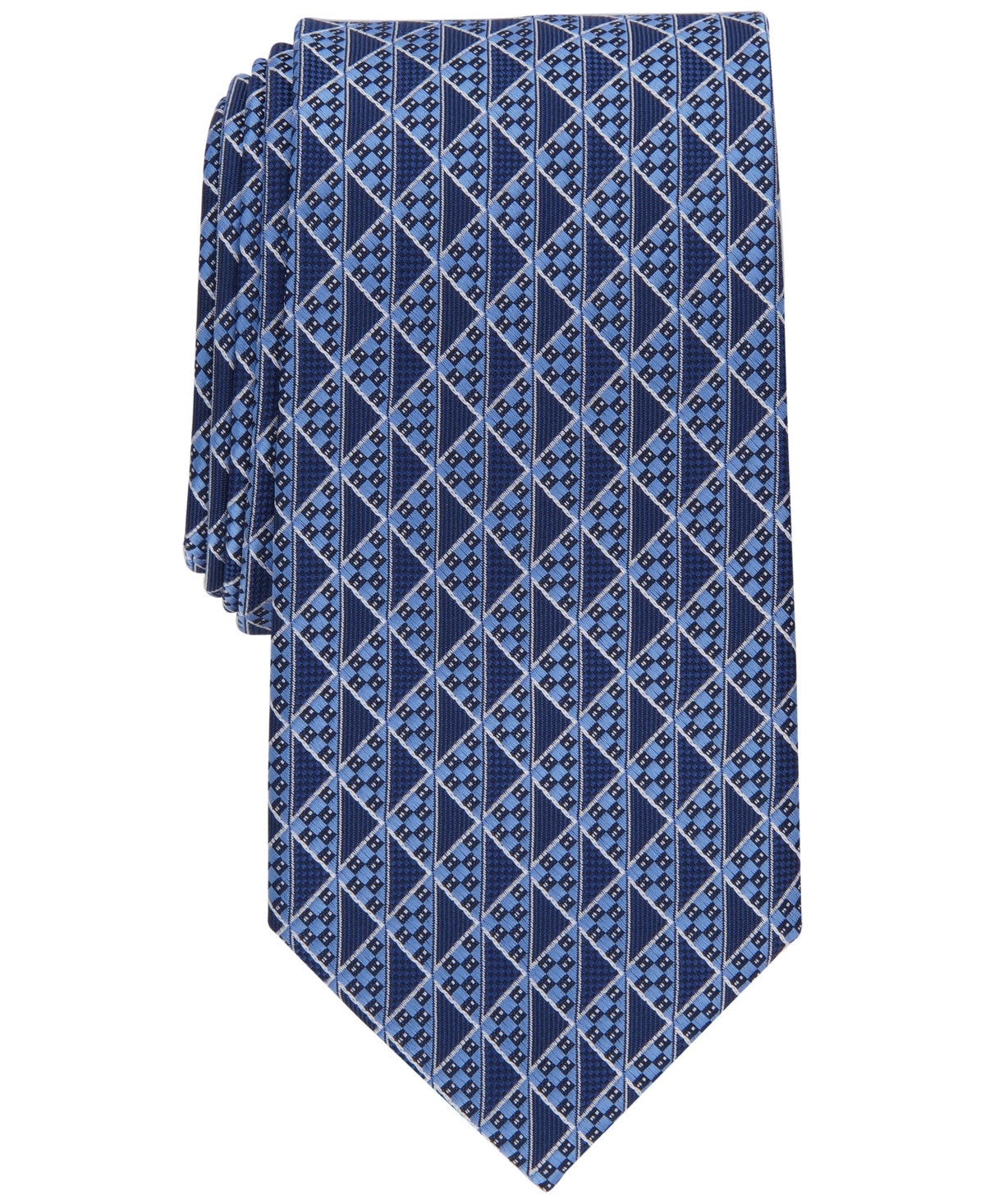 Perry Ellis Men's Vogel Geometric Print Tie Blue Necktie