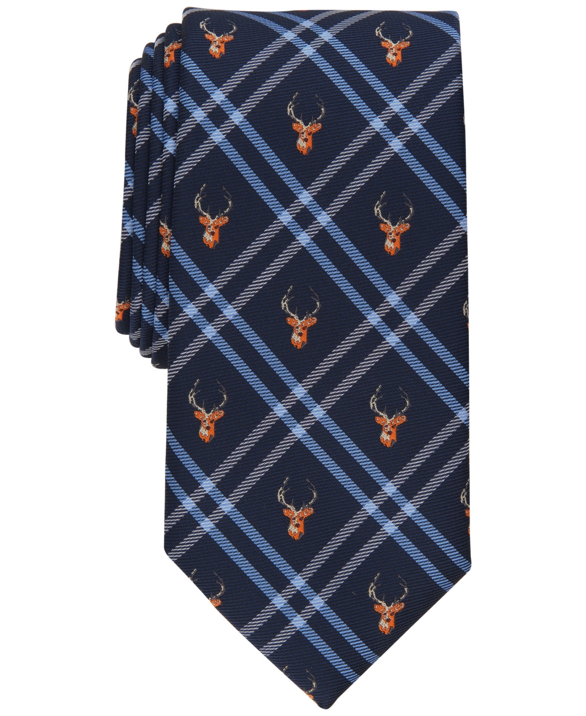 Club Room Men's Necktie Navy Blue Park Plaid Tie OS