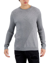 International Concepts Men's Trucker Crewneck Ribbed Sweater Heather Grey Large