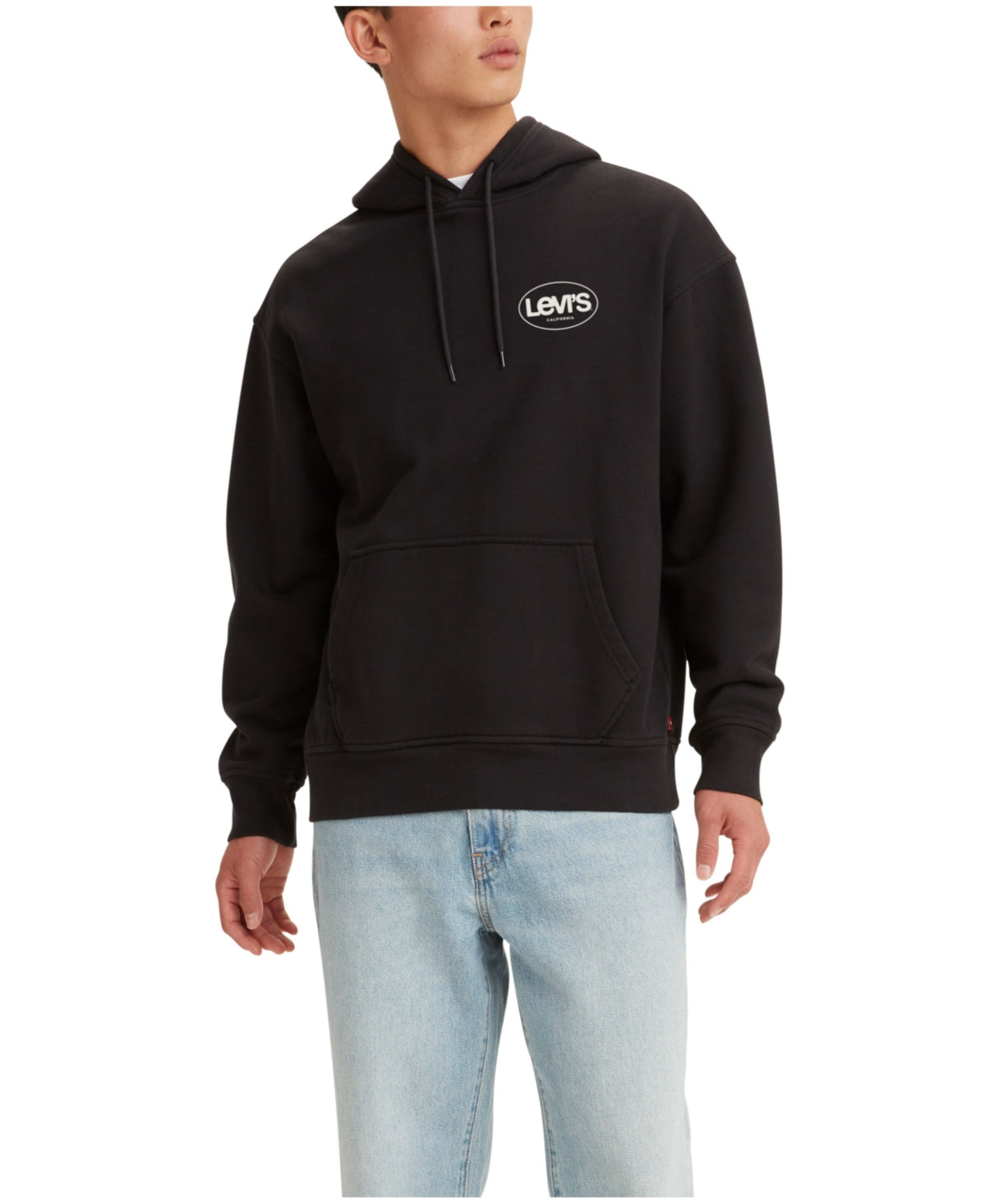 Levis Mens Surf Relaxed-Fit Logo-Print Hooded Sweatshirt Black Medium