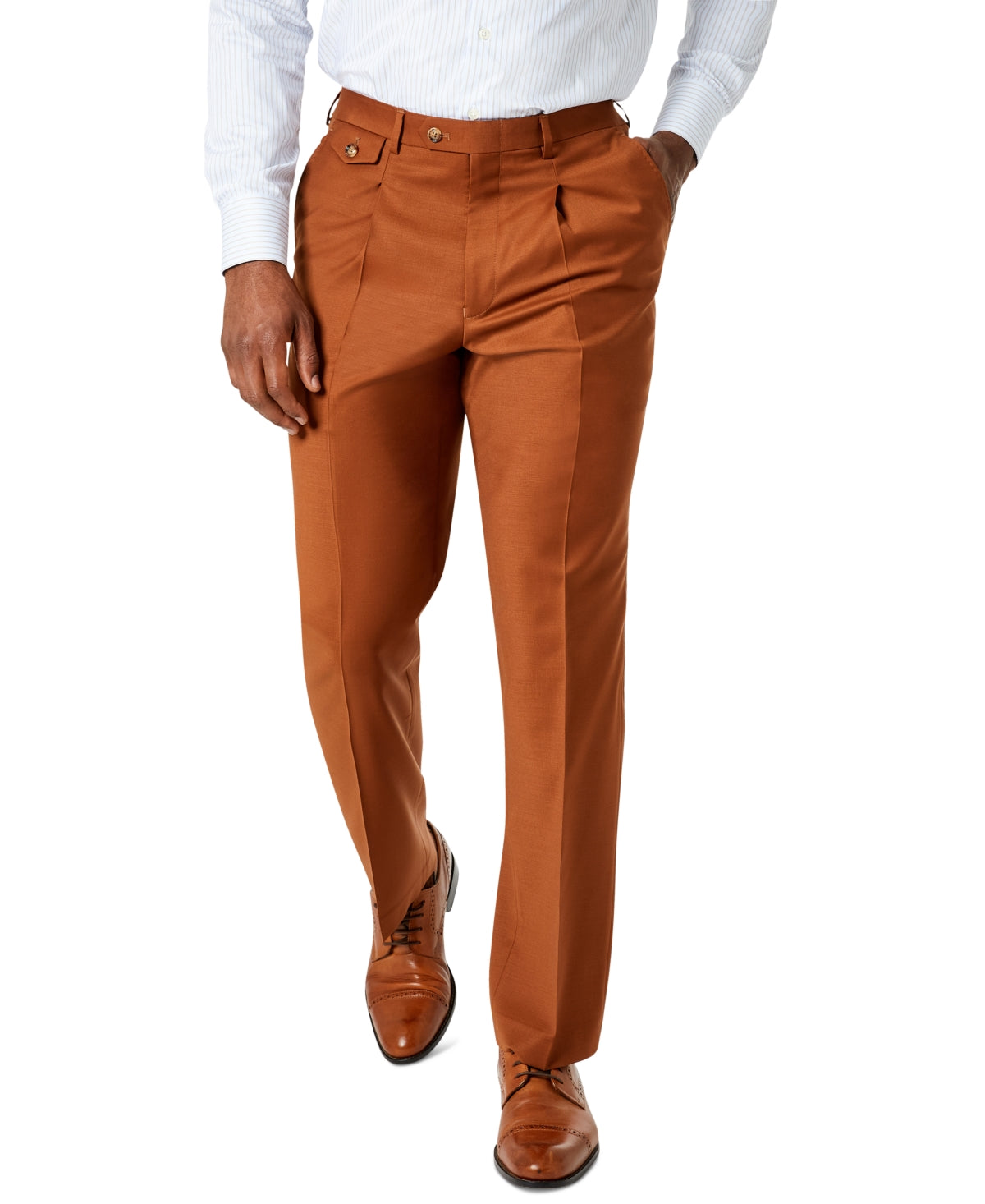 Tayion Collection Men's Brown Classic fit Suit Pants 36 X 34 Wool Blend