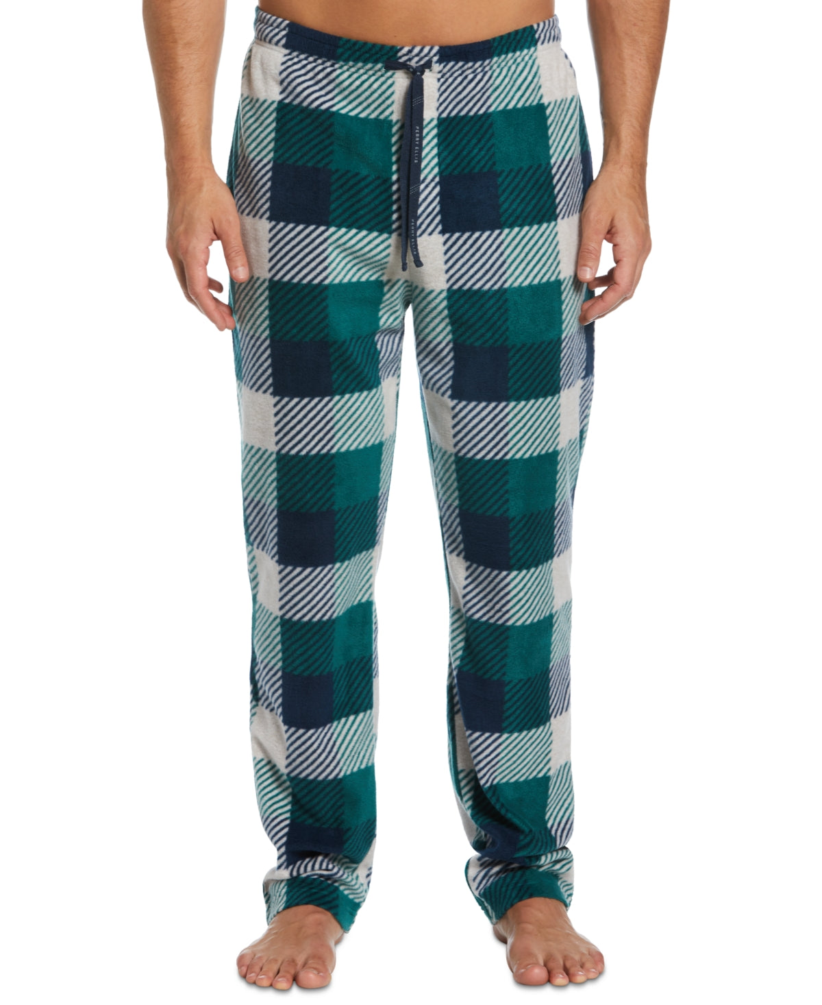 Perry Ellis Portfolio Mens Pajama Bottom Pants Buffalo Plaid Dark Green L