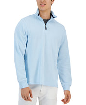 Club Room Men's French Rib 1/4 Zip Pullover Sweater Medium Light Blue