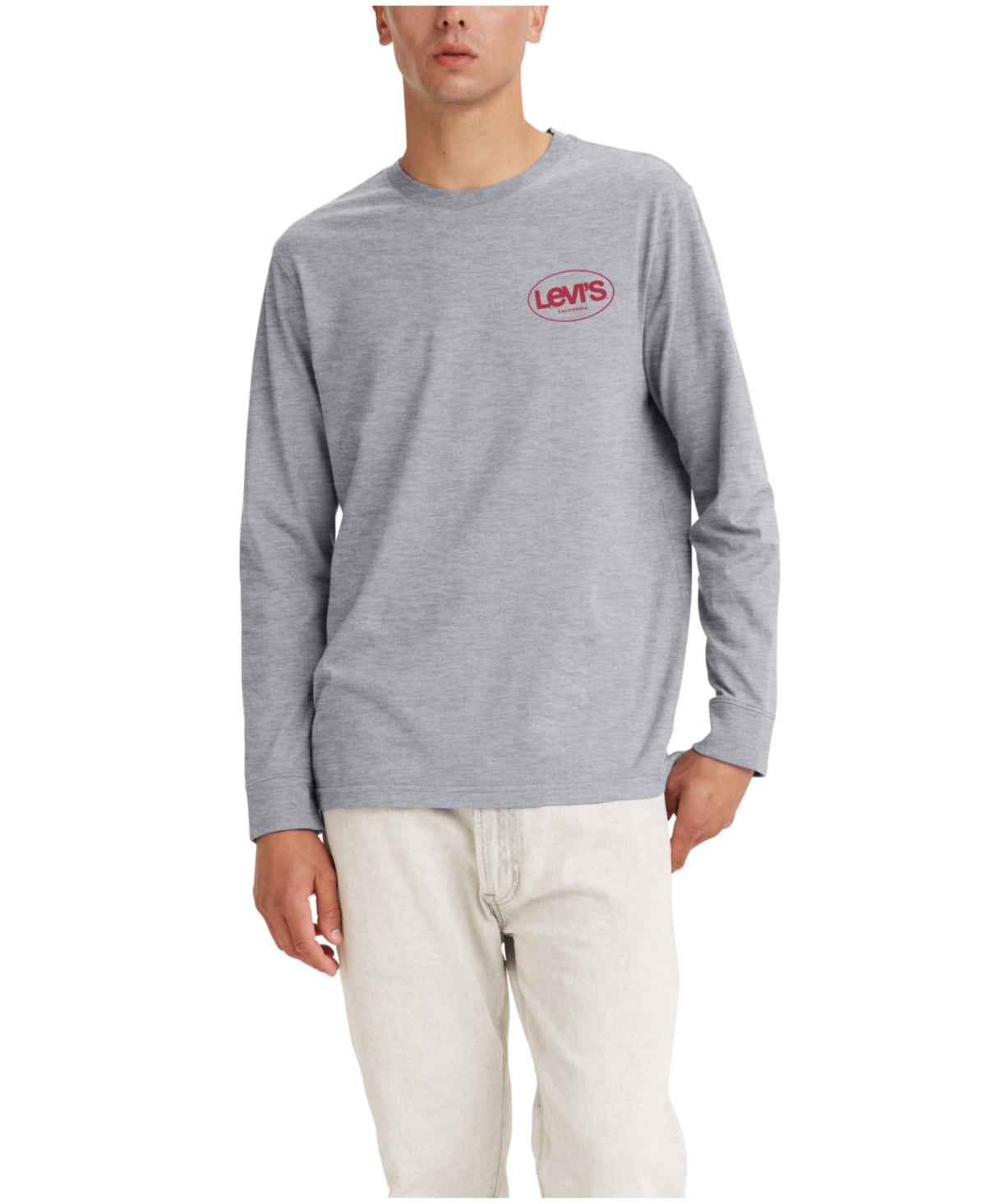Levis Men's Relaxed Fit Graphic Crewneck Long Sleeve Shirt Heather Gray XL