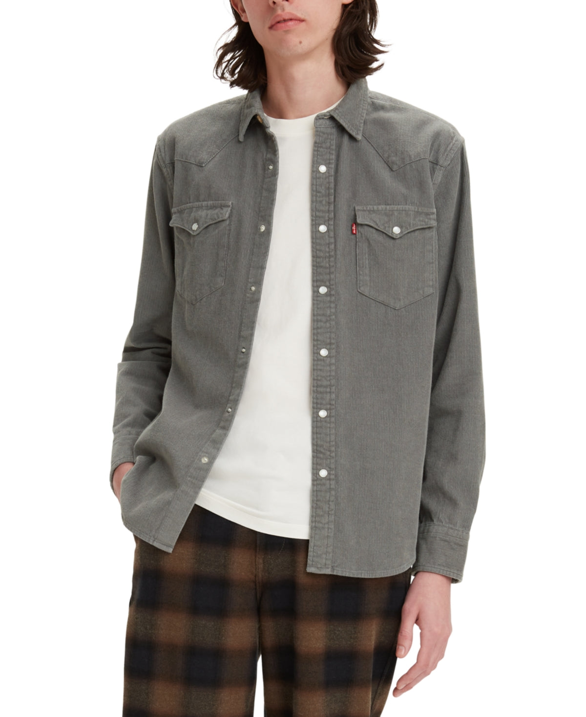 Levi's Mens Corduroy Western Shirt  Pewter Grey XL