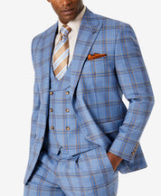 Tayion Classic Fit Wool Blend Blue Glen Plaid Suit Jacket 44L