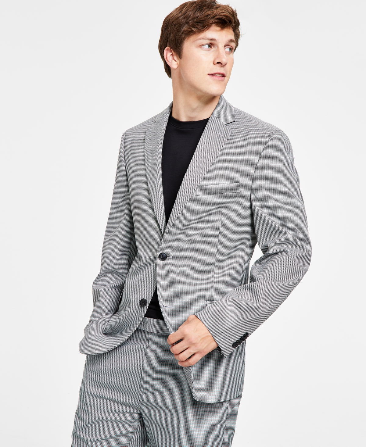 Alfani Men's Slim Fit Pattern Suit Jacket Black White 38R