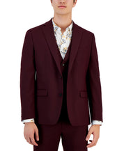 Bar Iii Mens Slim fit Suit Jacket Blazer 40 S Red Solid