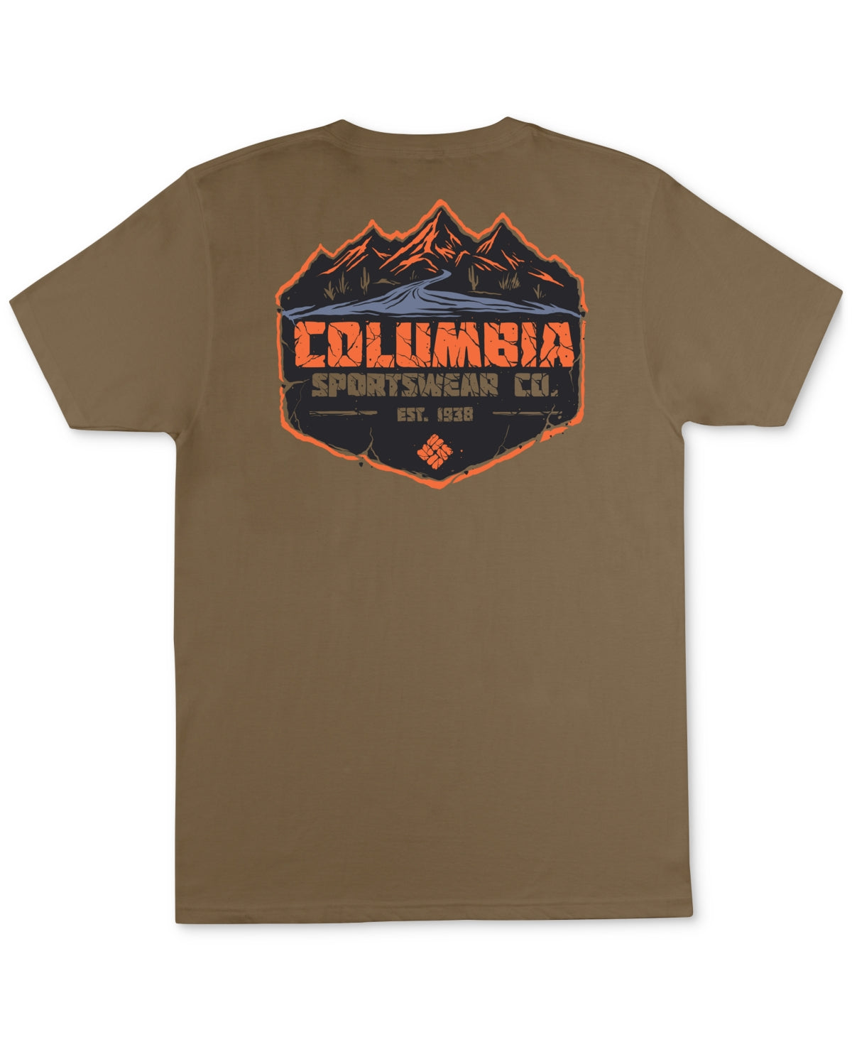 Columbia Mens Journey Mountain Logo Graphic Short Sleeve T Shirt Brown Small