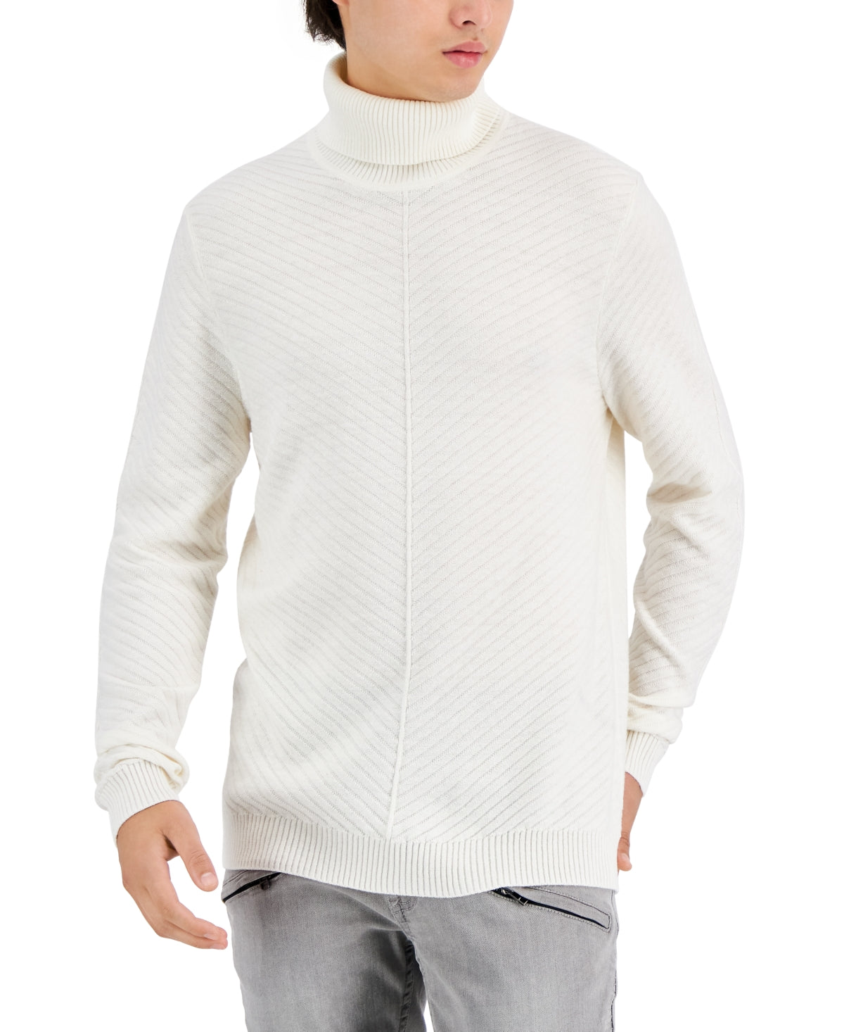 International Concepts Men's Axel Turtleneck Sweater Antique White Large
