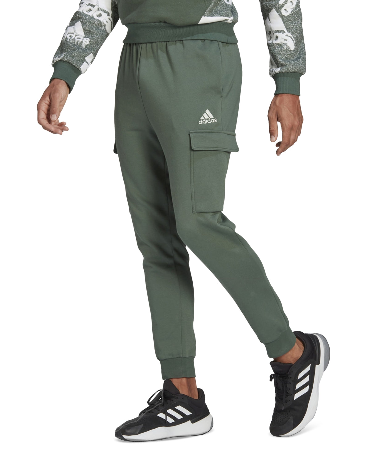 Adidas Men's Essentials Fleece Cargo Joggers Green Oxide Xxl
