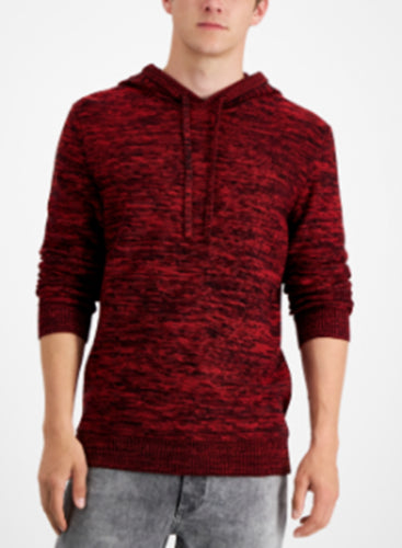Sun + Stone Mens Solid Marled Hoodie Sweatshirt Pointsettia Red Medium