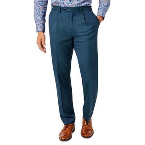 Tallia Mens Classic fit Dress Pants 32 / 32 Teal Blue Solid Wool