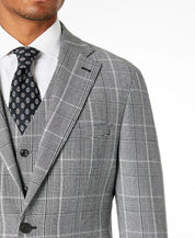 TALLIA Men's Slim-Fit Plaid Suit Jacket Black 38S White Plaid
