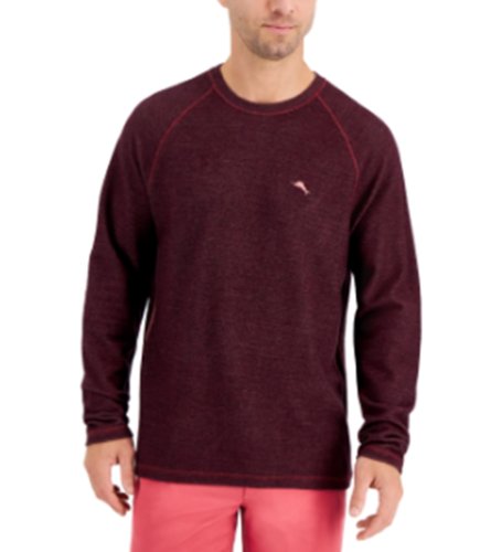 Tommy Bahama Mens Bayview Sweater Cherry Stone 2X