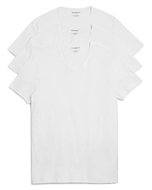 Emporio Armani Men's Essentials 3 Pack Pure Cotton V Neck White Large