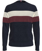 Tommy Hilfiger Men's Colorblocked Stripe Crewneck Sweater Khaki Small
