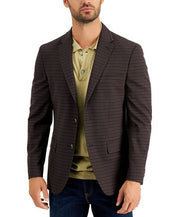 Tommy Hilfiger Men's Modern-Fit Burgundy Brown Check Blazer 44R Sport Coat