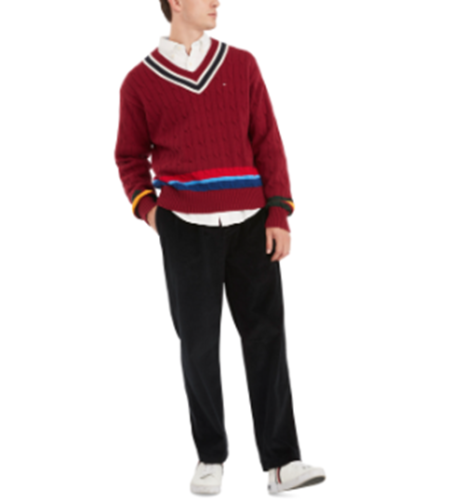 Tommy Hilfiger Men's Crawford Cricket Rouge Red Sweater XL