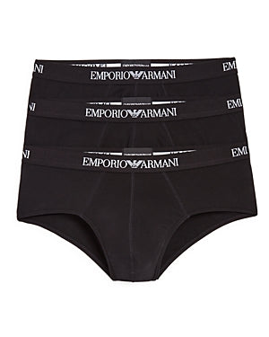 Emporio Armani Pure Cotton Briefs XL Pack of 3 Black