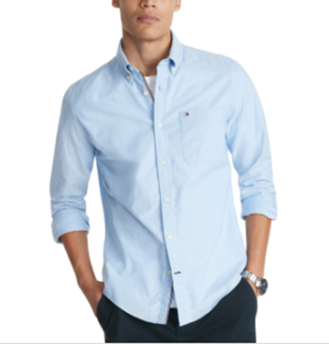 Tommy Hilfiger Mens TH FLEX Oxford Shirt Titan Blue XXL