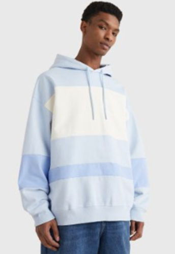 Tommy Hilfiger Tommy Men's Colorblock Stripe Hoodie Mulit Blue Large