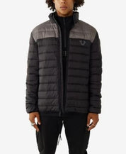 True Religion Mens Light Puffer Jacket XXL 2XL Black Grey