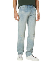 True Religion Mens Ricky Straight Arid Jeans Light Wash with Rips 33 x 34