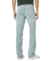 True Religion Mens Ricky Straight Arid Jeans Light Wash with Rips 33 x 34