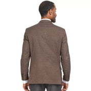 Nautica Mens Classic fit Sport Coat Blazer 46 R Brown Check Stretch