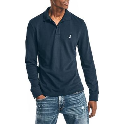 Nautica Men's Classic Fit Comfort Long Sleeve Deck Polo Shirt Navy Blue XL