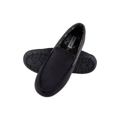 HAGGAR Men's Microsuede Fleece-Lined Venetian Slippers Black Large 9.5 10.5