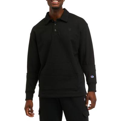Champion Men's Powerblend Classic-Fit Black Rugby Collared Sweatshirt Medium