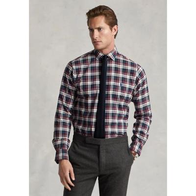 Polo Ralph Lauren Men's Classic fit Plaid Twill Shirt  Burgundy/Navy Multi Small