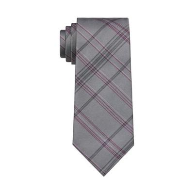 Calvin Klein Men's Offset Plaid Tie Grey Necktie