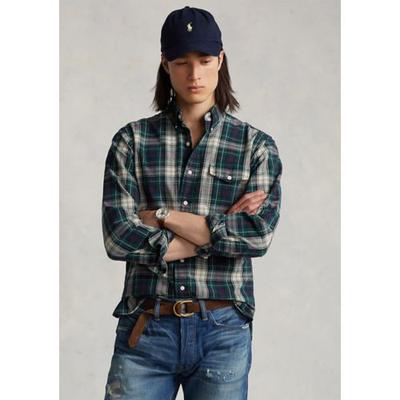 Polo Ralph Lauren Men's Plaid Oxford Shirt Navy/Green Multi Small