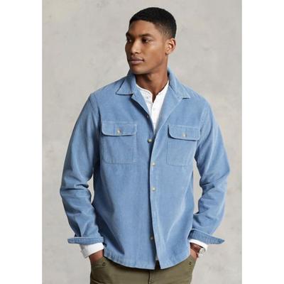 Polo Ralph Lauren Men's Classic Fit Corduroy Camp Button Down Shirt Blue Small