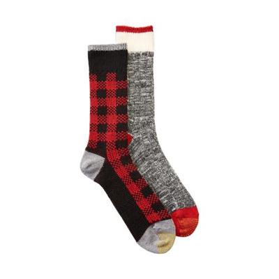 Gold Toe Mens Lodge 2 Pk. Moisture Wicking Crew Socks Multi Red