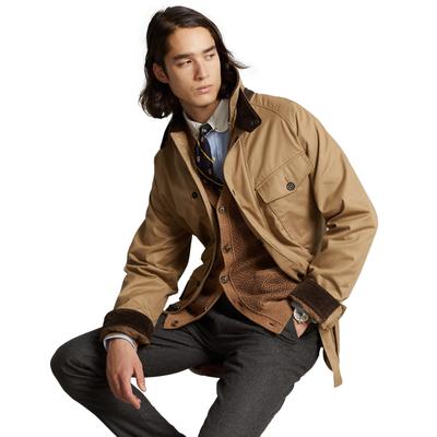 Polo Ralph Lauren Mens Long Sleeve Belted Field Jacket Mill Tan Medium