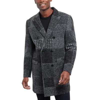 Michael Kors Mens Classic fit Double Breasted Overcoat Coat 38 R Black Plaid