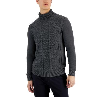 Club Room Mens Cotton Knit Turtleneck Sweater XL Grey